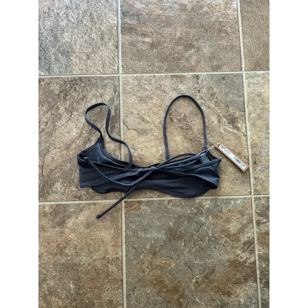 Skims Signature Swim Micro Scoop Bikini Top Gunmetal Size XL